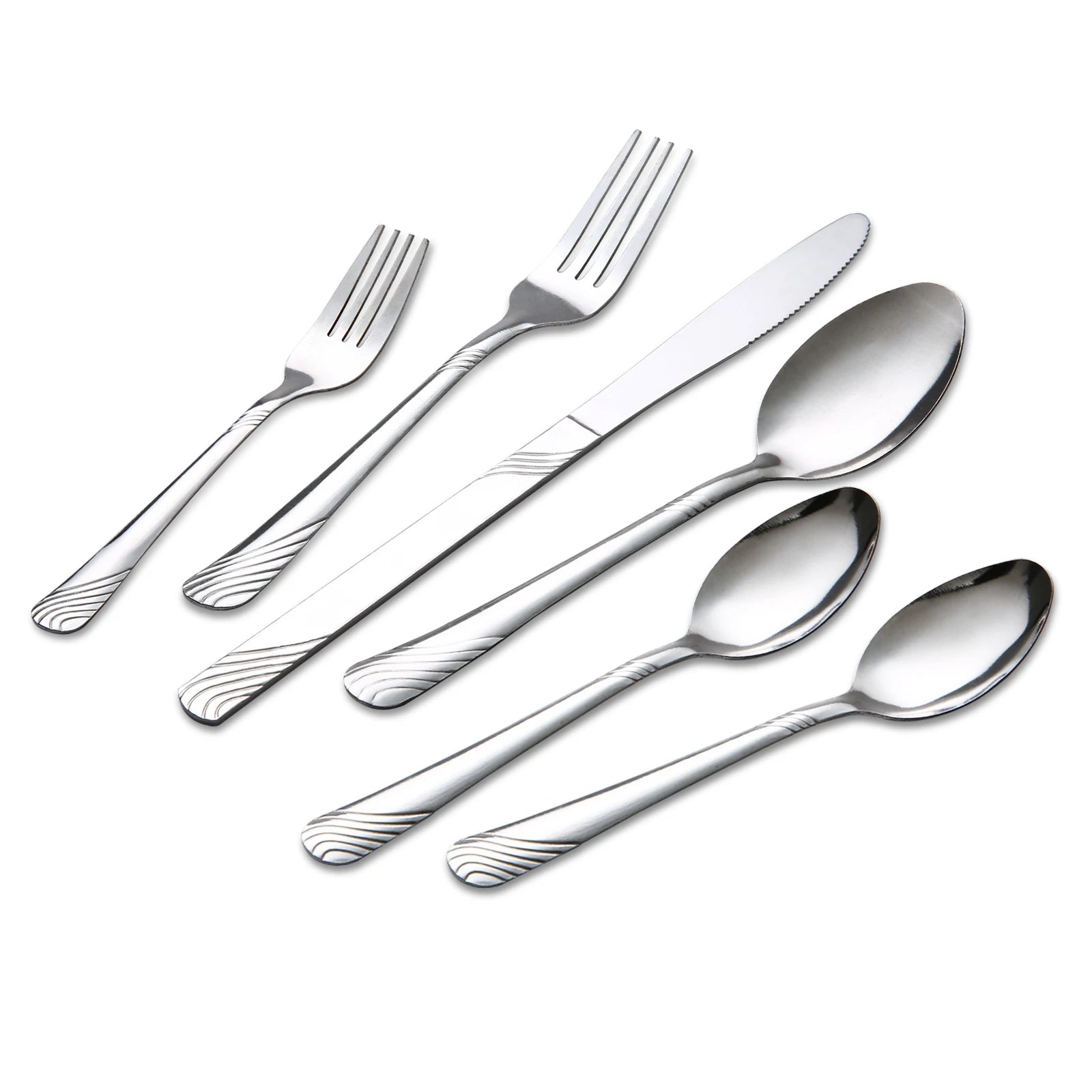 HANSMART 48-Piece Stainless Steel Flatware Set Service for 8 Silver Cutlery Set Silverware Set Kitchen Tableware Utensils Set with 16 Teaspoons Spoons Forks Knives Dinner Cutlery Silverware Sets