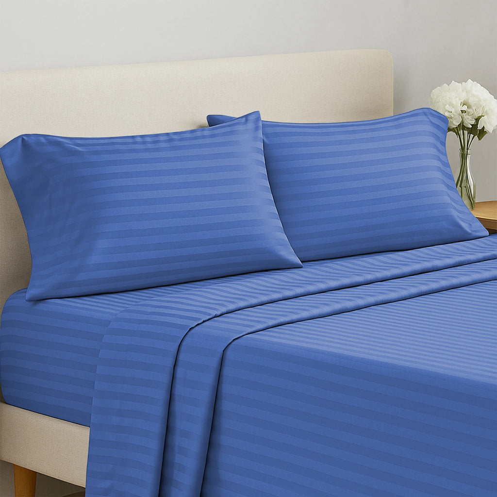 Lux Decor Collection 4 Pc Stripe Bed Sheets High GSM Brushed Microfiber Sheets - Elevate Your Sleep Experience