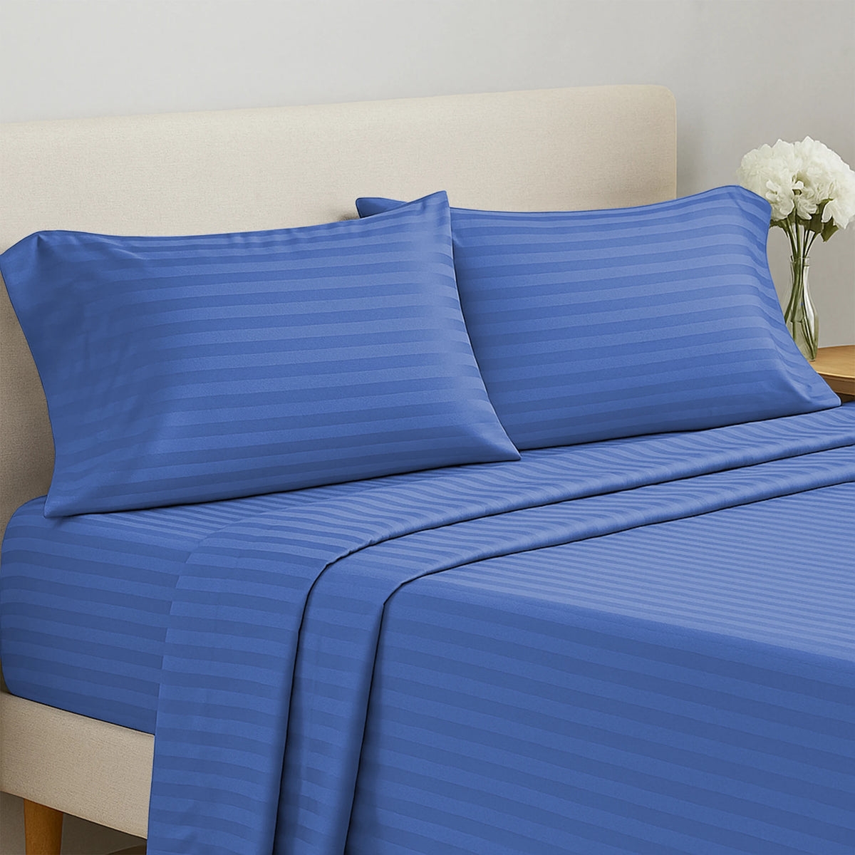 Lux Decor Collection 4 Pc Stripe Bed Sheets High GSM Brushed Microfiber Sheets - Elevate Your Sleep Experience