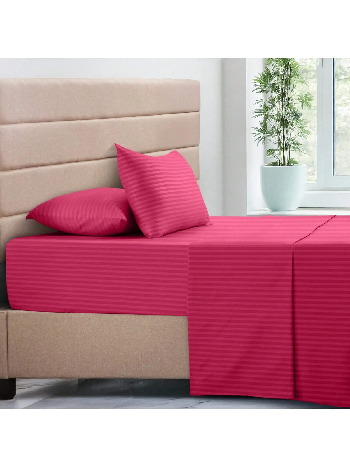 Lux Decor Collection 4 Pc Stripe Bed Sheets High GSM Brushed Microfiber Sheets - Elevate Your Sleep Experience