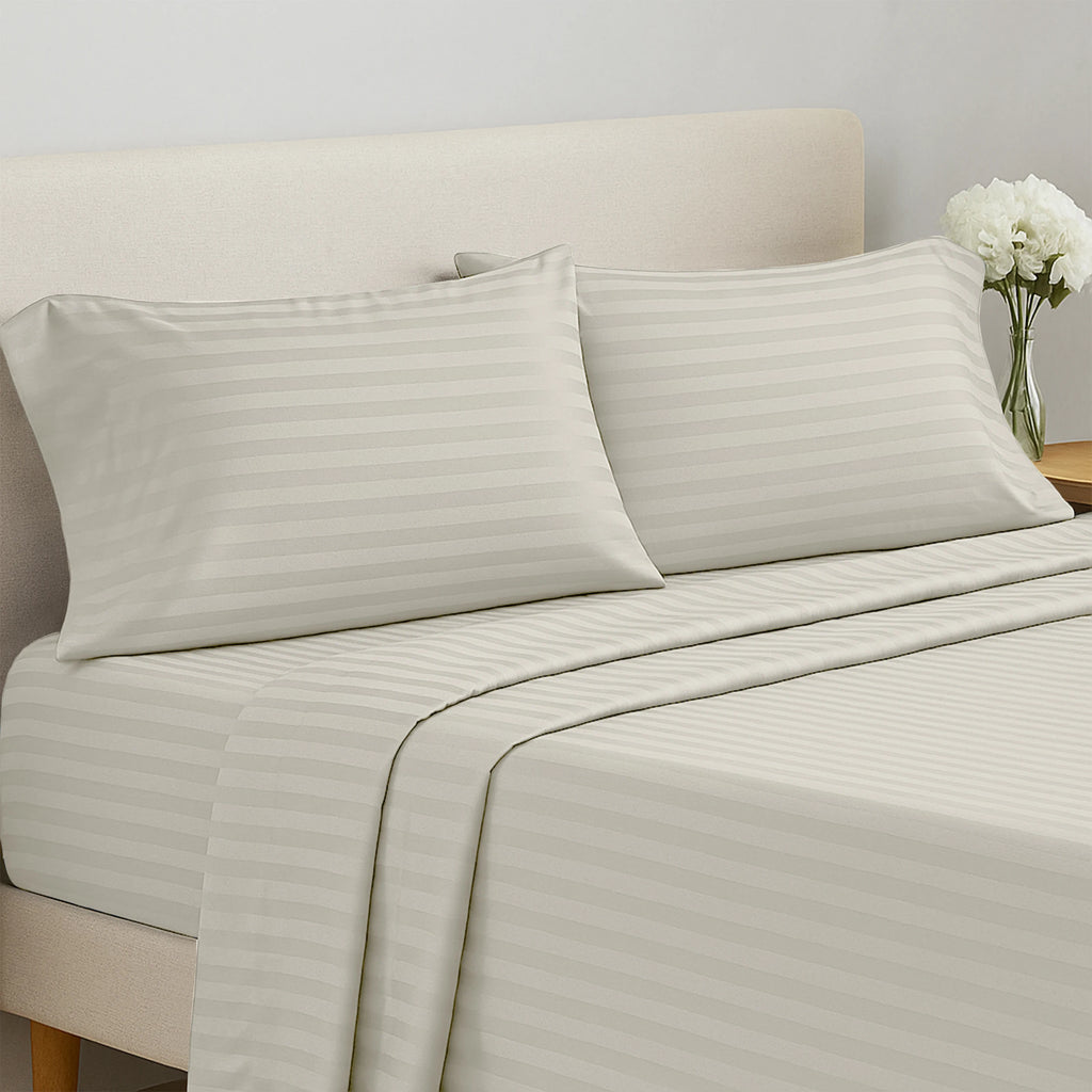 Lux Decor Collection 4 Pc Stripe Bed Sheets High GSM Brushed Microfiber Sheets - Elevate Your Sleep Experience