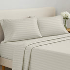 Lux Decor Collection 4 Pc Stripe Bed Sheets High GSM Brushed Microfiber Sheets - Elevate Your Sleep Experience