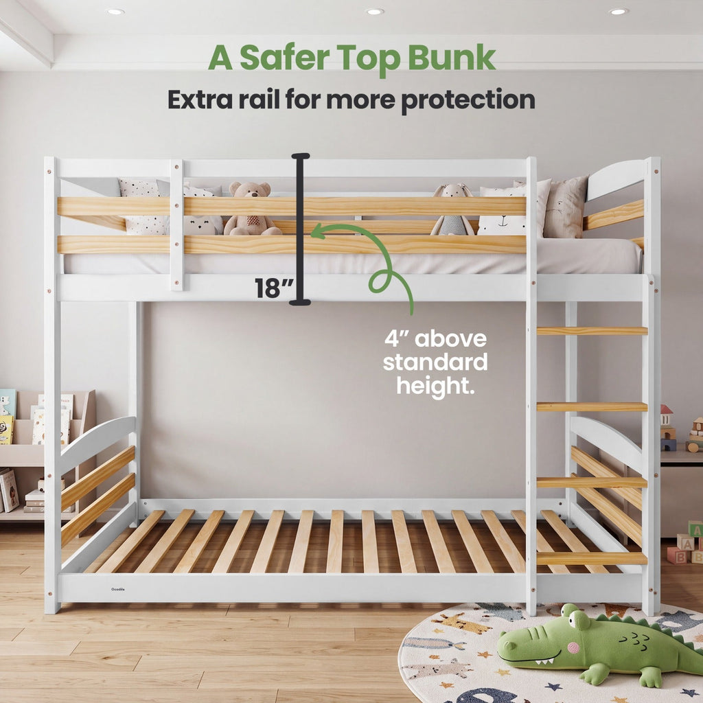 Solid Wood Twin Over Twin Bunk Bed For Kids