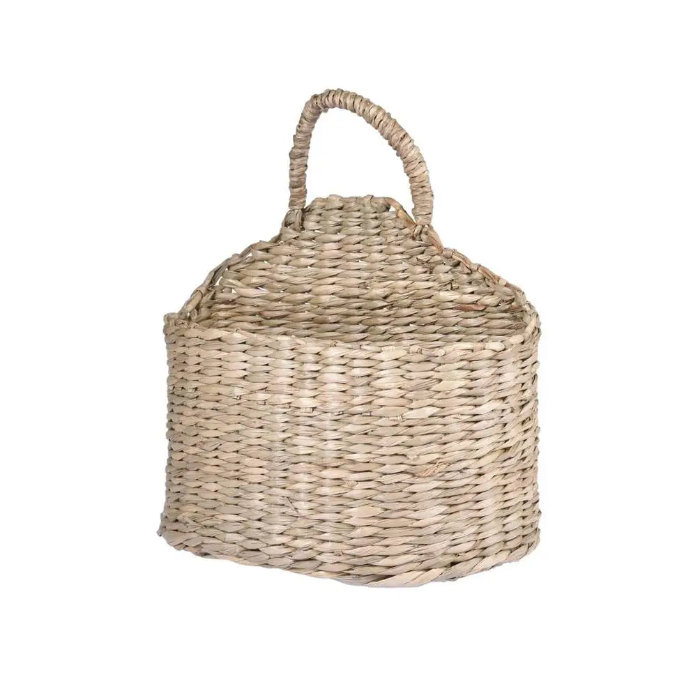 Wall Hanging Woven Basket Home Decor Rustic Straw Storage Basket Rattan Straw Woven Plant Holder House Storage Shelf