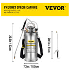 SucceBuy 4-12L Hand Powered Sprayer Stainless Steel Watering Spraying Atomizer Pump Home Ground Garden Cleaning Sprayer