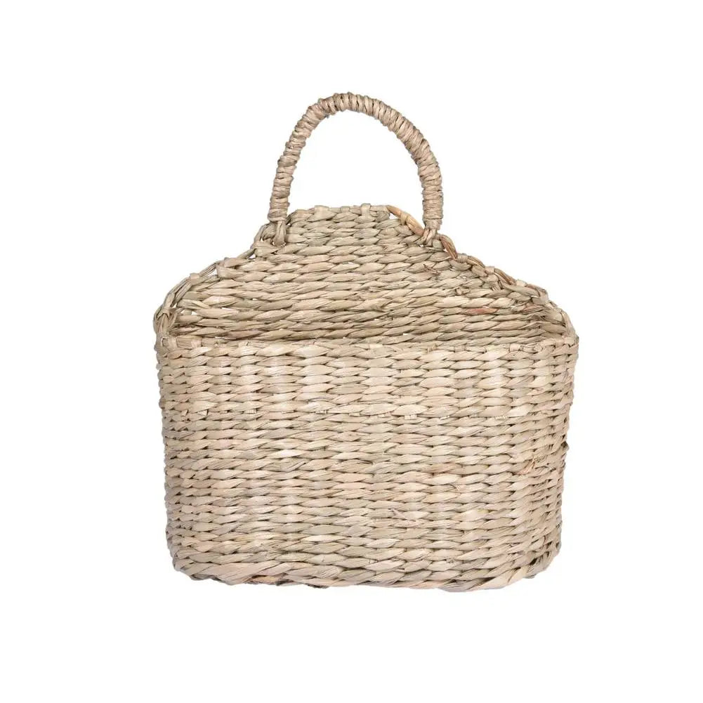Wall Hanging Woven Basket Home Decor Rustic Straw Storage Basket Rattan Straw Woven Plant Holder House Storage Shelf
