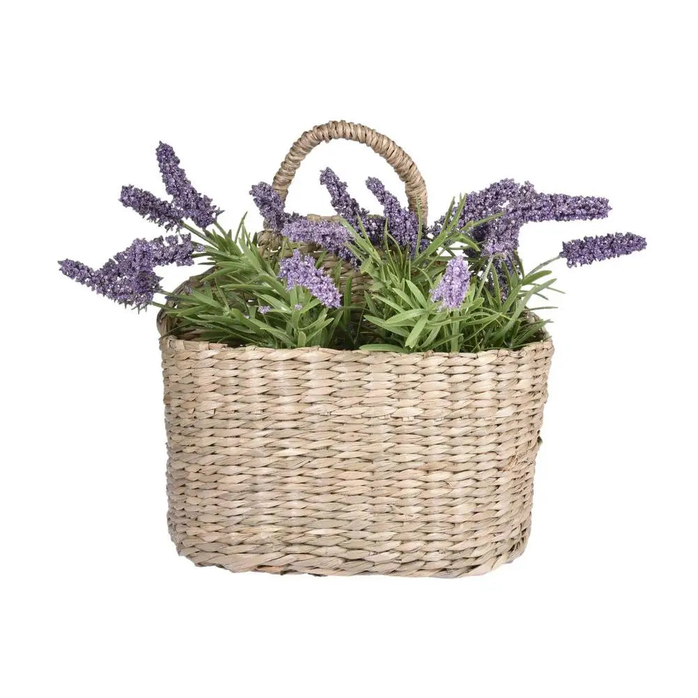 Wall Hanging Woven Basket Home Decor Rustic Straw Storage Basket Rattan Straw Woven Plant Holder House Storage Shelf