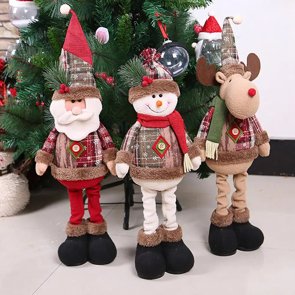 Christmas Dolls Tree Decor Standing Santa, Snowman and Reindeer Figurines  for Home Decor Birthday Gifts Merry Christmas