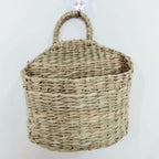 Wall Hanging Woven Basket Home Decor Rustic Straw Storage Basket Rattan Straw Woven Plant Holder House Storage Shelf