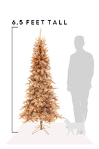 Rose Gold Slim Christmas Tree Unlit with Metal Stand