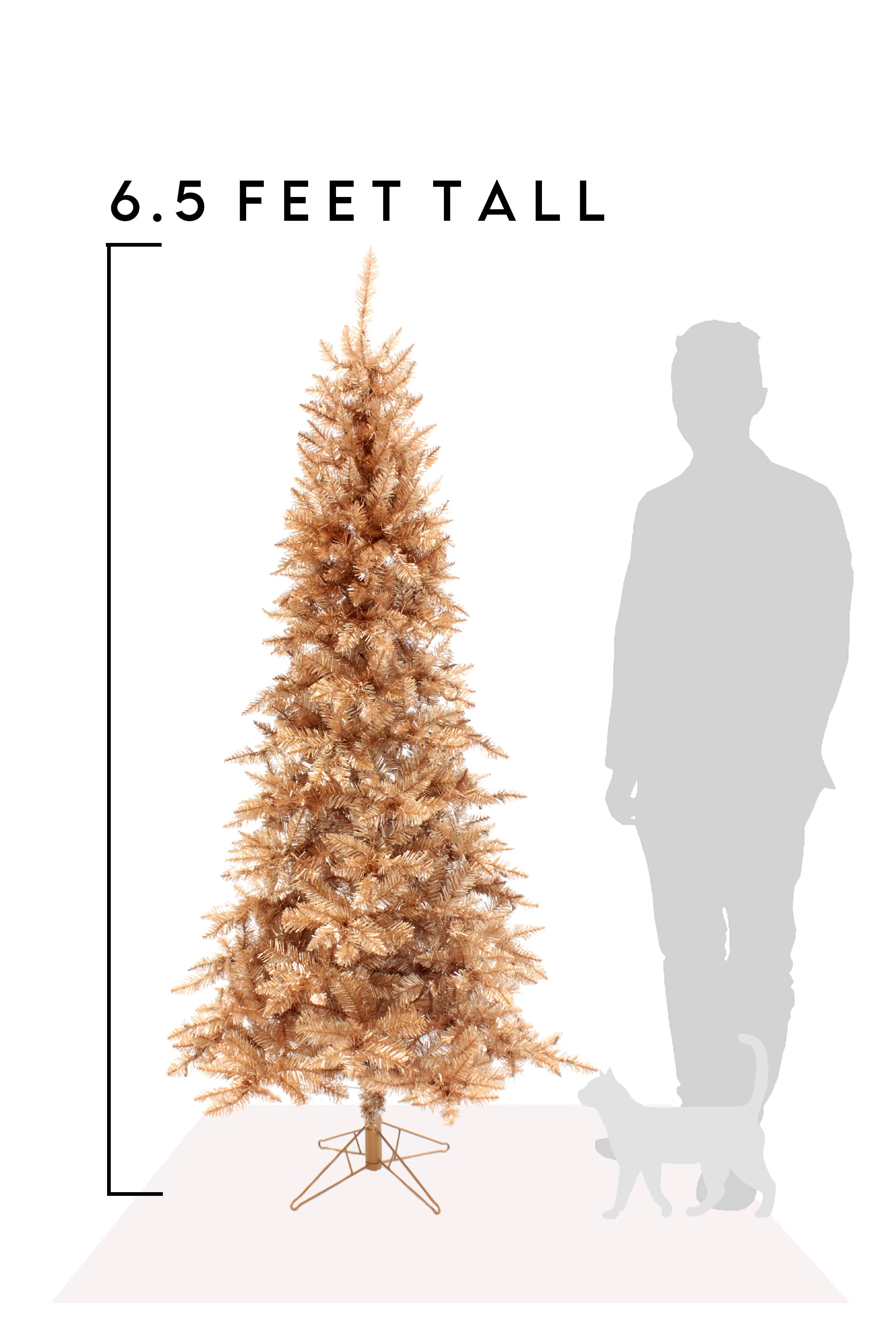 Rose Gold Slim Christmas Tree Unlit with Metal Stand