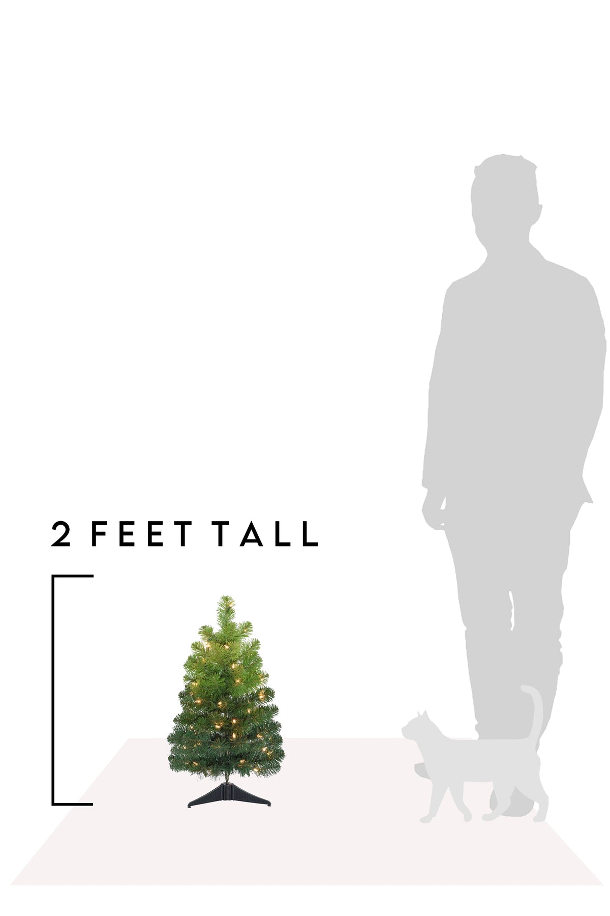 24" Pre-lit Tabletop Ombre Green Christmas Tree with Plastic Stand