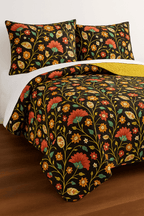 DaDa Bedding Marigold’s Floral Brown Yellow Botanical Garden Quilted Bedspread Set (HS-3330)
