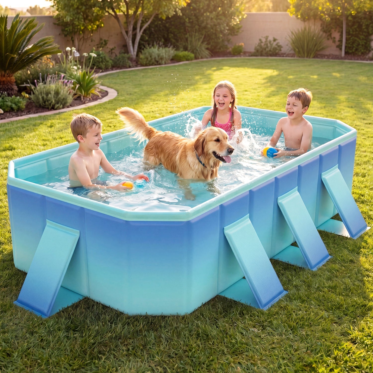 Portable Above Ground Swimming Pool with 8 Support Panels