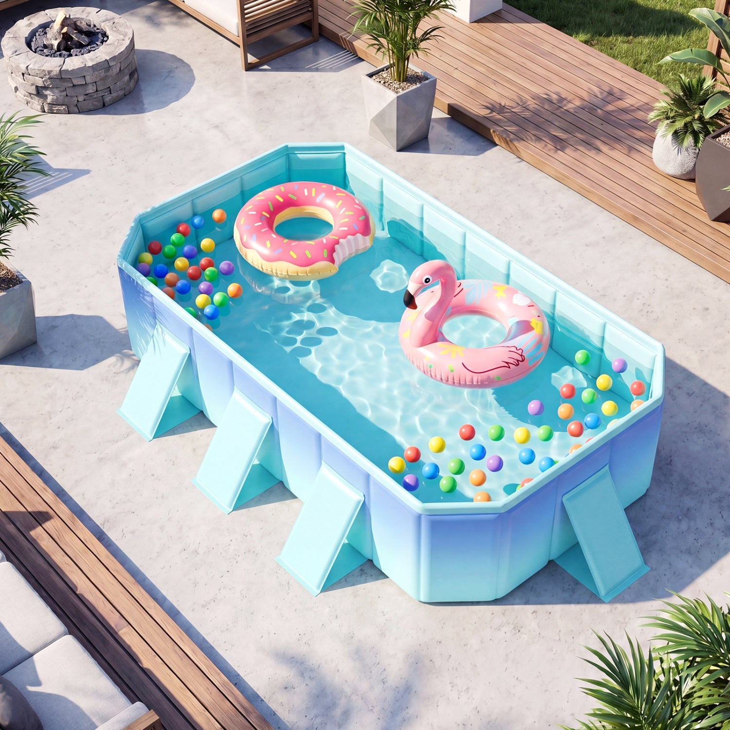 Portable Above Ground Swimming Pool with 8 Support Panels