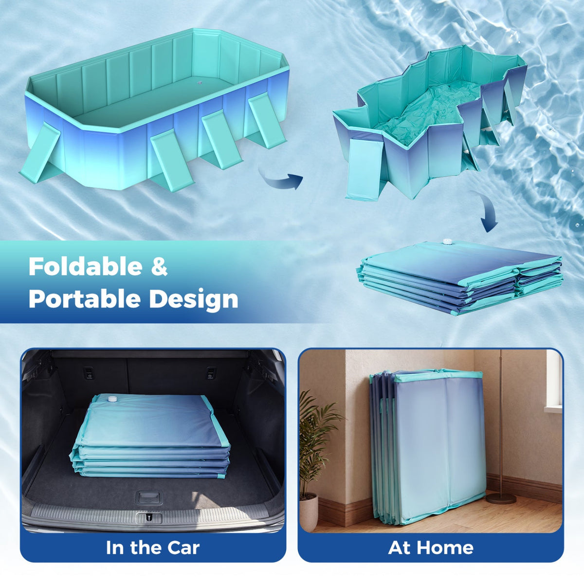 Portable Above Ground Swimming Pool with 8 Support Panels