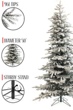 6.5' Slim Snow Flocked Utica Christmas Tree with Metal Stand