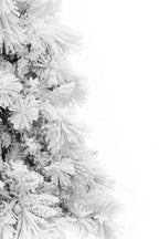 7.5' Slim Snow Flocked Atka Christmas Tree with Metal Stand and Instant Connect