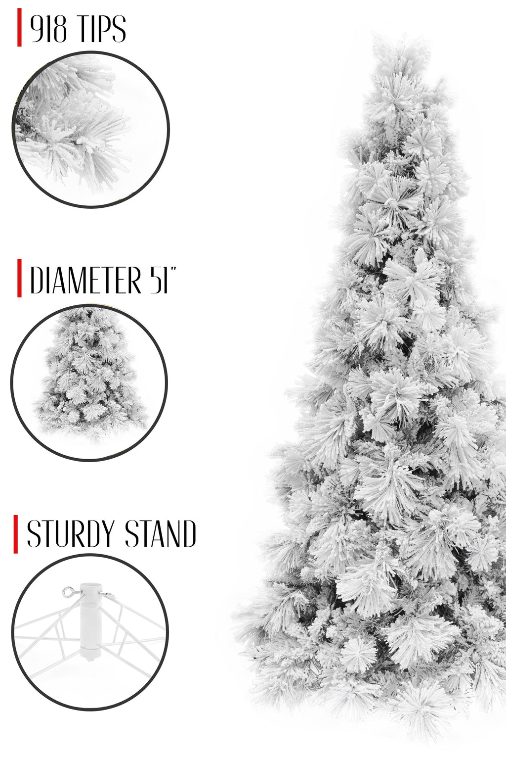 7.5' Slim Snow Flocked Atka Christmas Tree with Metal Stand and Instant Connect