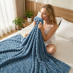 1PC Ribbed Fleece Blanket Twin/Full/Queen/King Soft Warm Textured Plush Throw for Bed Sofa Home Decor
