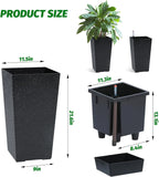 Rectangular Planters Set of 2, Large Plant Pots with Drainage Holes＆Water Level Monitor for Outdoor Indoor Patio Porch Rooms
