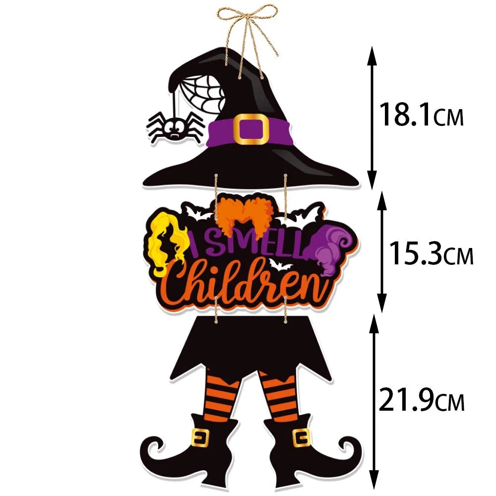 Halloween Paper Hanging Sign Spooky Pumpkin Witch Ghost Front Door Hanger Welcome Sign DIY Halloween Party Decoration 2023