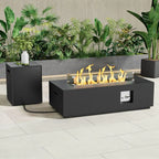 42 Rectangular Propane Fire Pit Table 50,000 BTU Fireplace Table with Wind Guard, Lid, Rocks and Cover, Fire Pits & Outdoor