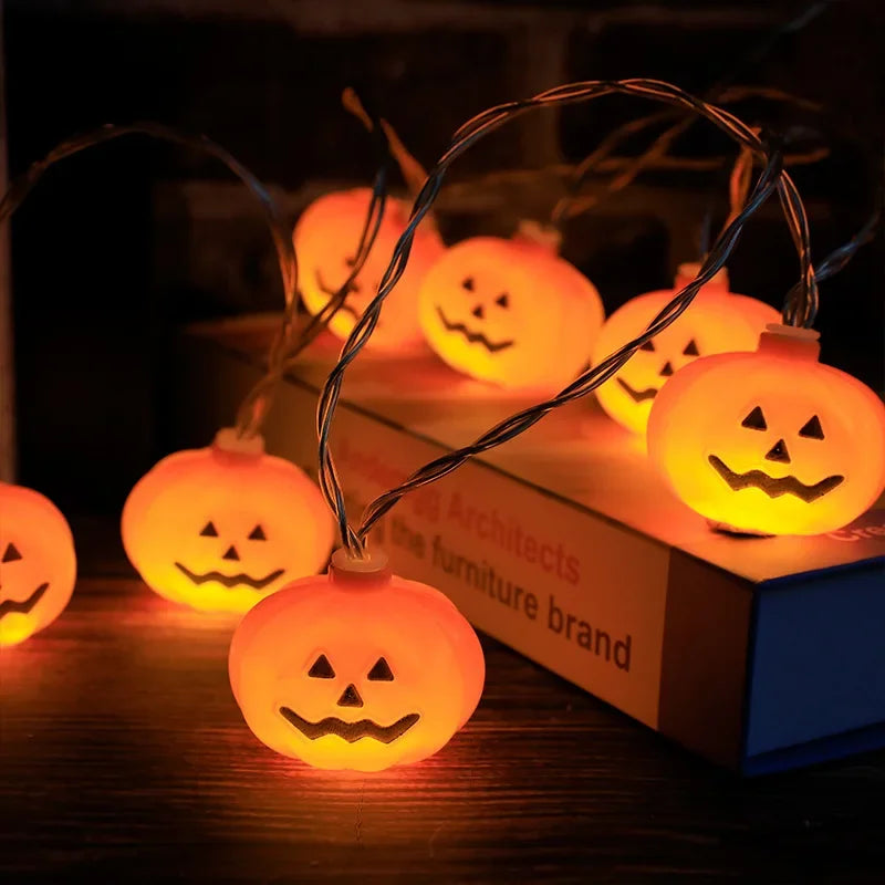 Halloween Led Lights String Twinkle Party Festoon Light Decoration Skull Pumpkin Bat Outdoor Lights Garland Street Portable