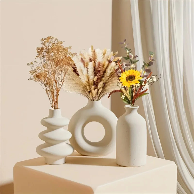 Set of 3 Bohemian Ceramic Vases