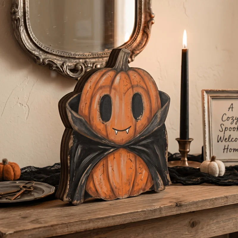 Halloween Interior Decoration Autumn Decoration Retro Wooden Blocks Shelf Decoration Ghosts Black Cats Pumpkins Skeletons Witche