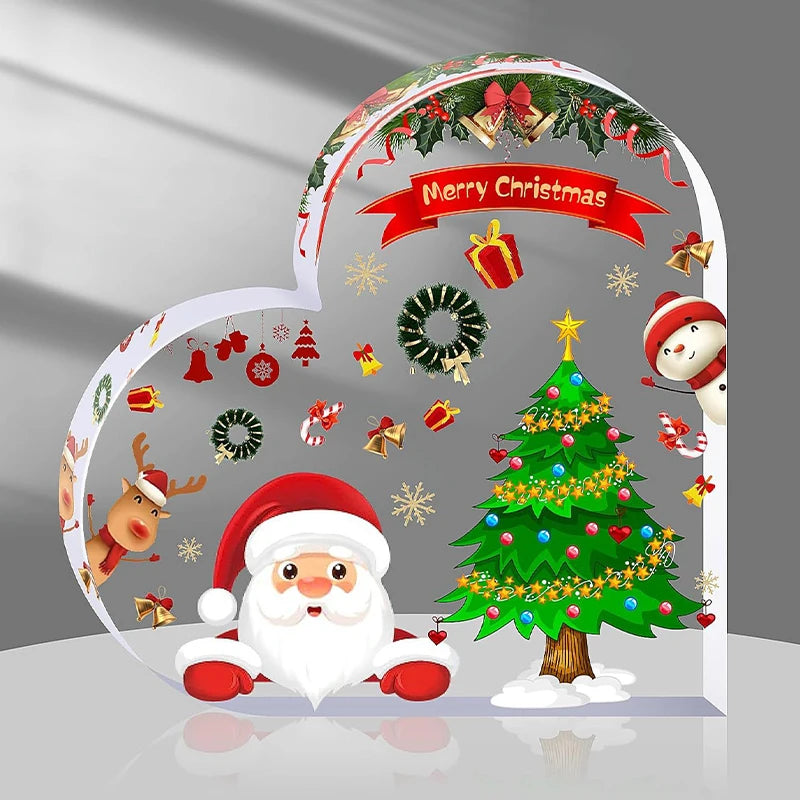Christmas Atmosphere Heart Acrylic Ornament Desktop Decoration Transparent Stand
