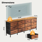 JHK 12 Fabric Cabinet For Living Room Drawers Beside Nightstand Tables Wood Top Entertainment Center Large Fabric TV Consoles for Bedroom Up to 80'' TVs Storage Closet Chest Clothes Display Of Furniture