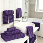 6 Piece Fade Resistant 100% Cotton Towel Set for Bathroom, Soft and Absorbent, 2 Bath Towels, 2 Hand Towels, 2 Washcloths