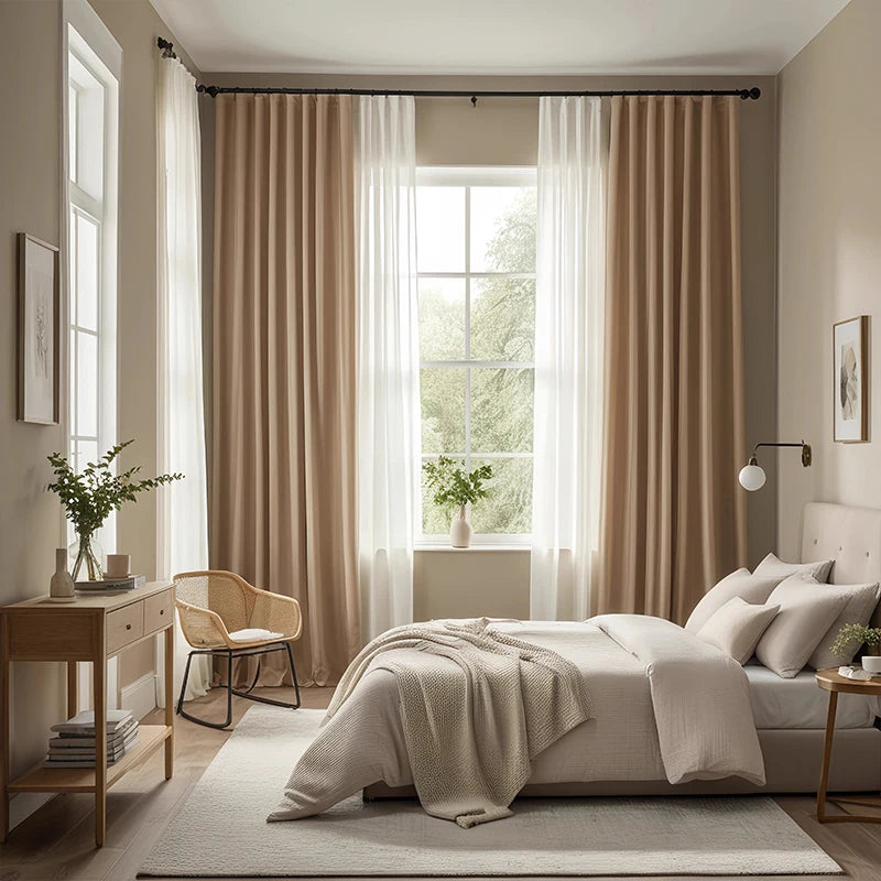 2pcs Luxury atmospheric blackout curtain bedroom living room French American curtain finished