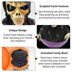 Halloween Skeleton Hand Candy Bowl with Light Up Red Eyes Spooky Sound Effects for Haunted House Party Decoration  ﻿