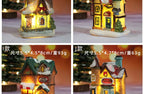 Christmas Led Light House Christmas Tree Ornaments LED Resin Small Village House Xmas Glow Decor Gift Happy New Year Decors DC05