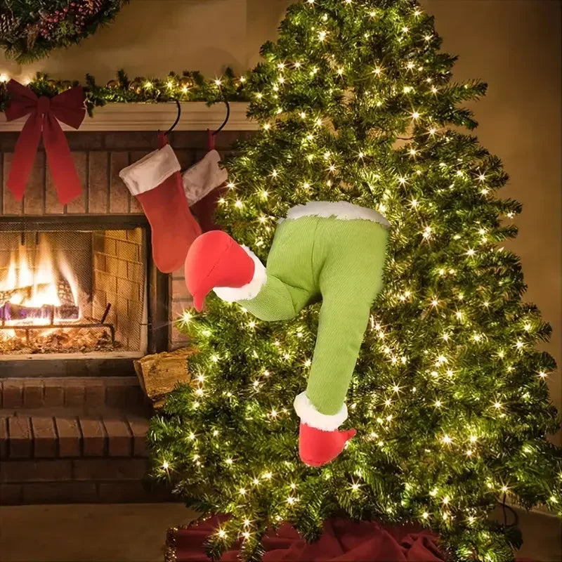 Christmas Tree Decoration Plush Door Decoration Santa Elf Legs Decoration Home Hanging Ornaments Children Gift Surprise Supplies