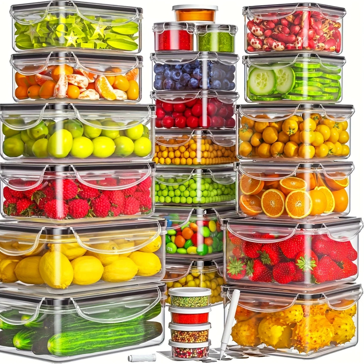 48PCS BPA-Free Food Storage Set – 24 Airtight Containers with Lids & Labels for Kitchen, Pantry & Travel