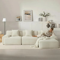 107in Modular Sectional Sofa with Ottoman L-Shape Deep Seat Corduroy Memory Foam No Assembly Living Room Furniture Custom