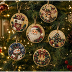 Christmas Diamond Painting Kit DIy Christmas Wooden Ornaments Xmas Snowman Reindeer Hanging Decor Relaxing Project Holiday Gifts