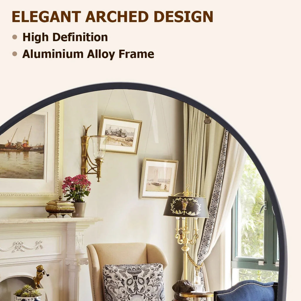 59x16 64x21 71x26 Black Arched Full-Length Mirror Free Standing Full Body Floor Mirror for Home Decor And Styling