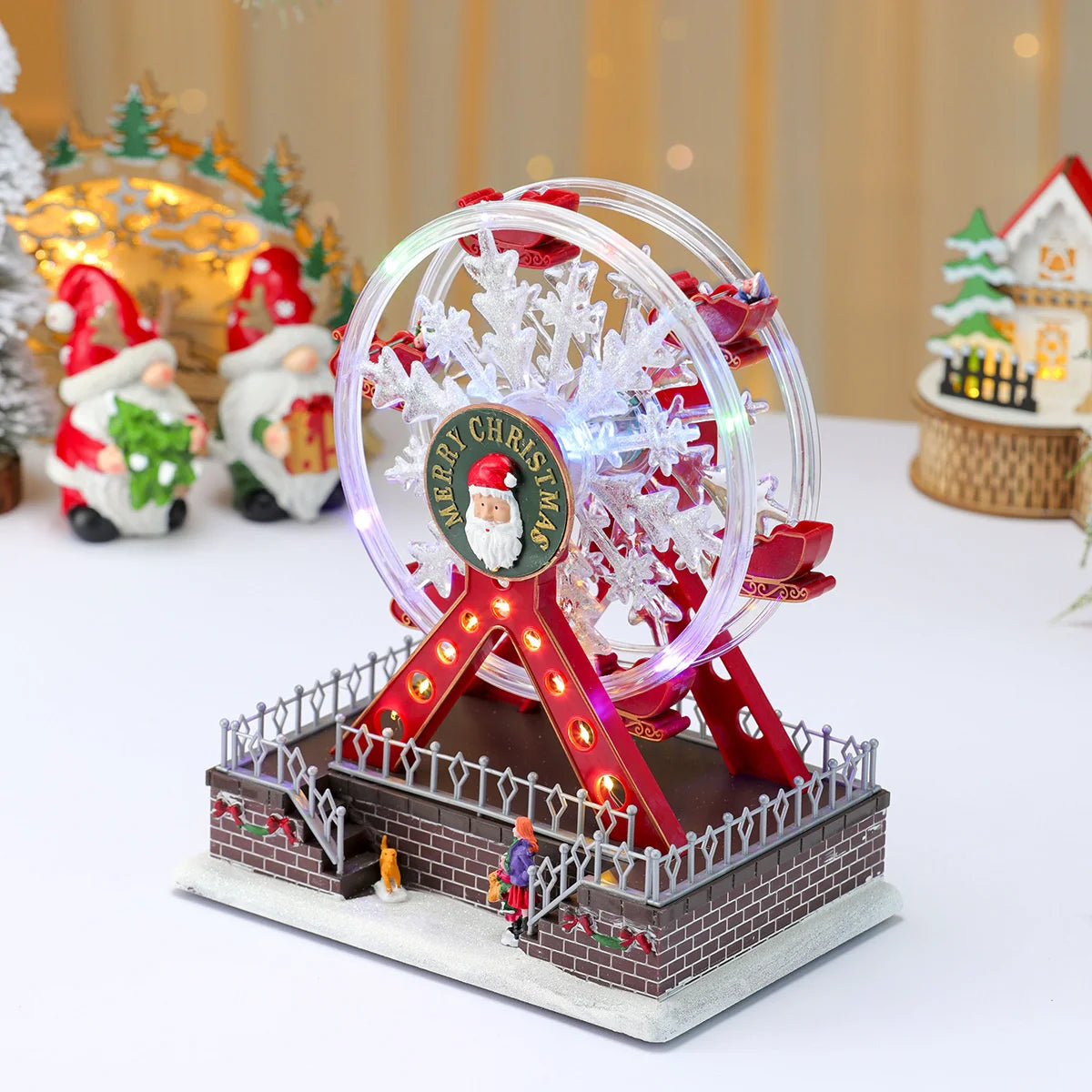 Christmas Shine Ferris Wheel Music Box Desktop Ornament Living Room Bedroom Store Display Window Festive Atmosphere Decoration