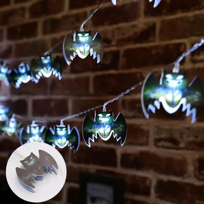 Halloween Led Lights String Twinkle Party Festoon Light Decoration Skull Pumpkin Bat Outdoor Lights Garland Street Portable