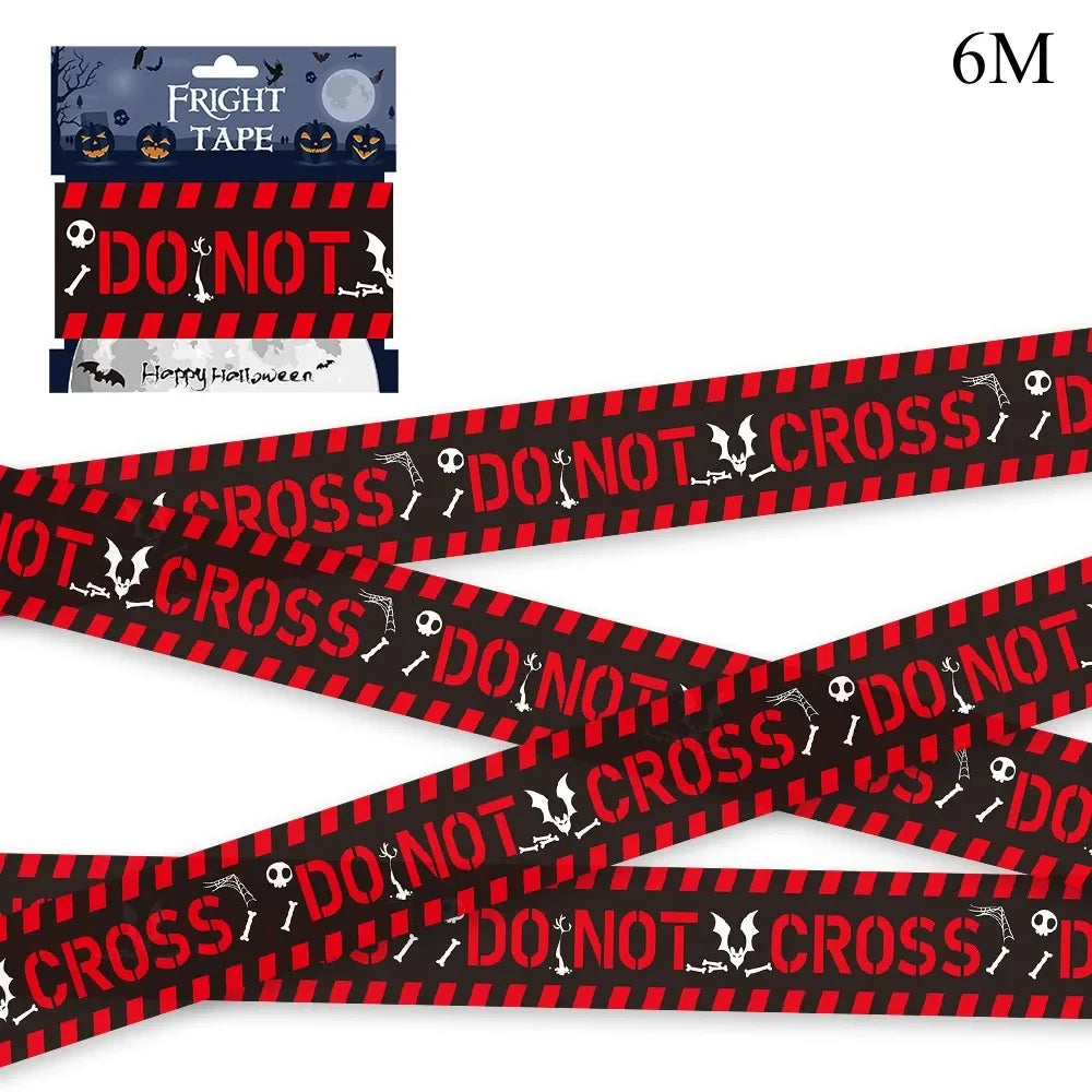 Halloween Party Decoration Warning Tape Scary Caution Tape Roll Hazard Warning Tape Indoor Outdoor Spooky DIY Prop Decorations