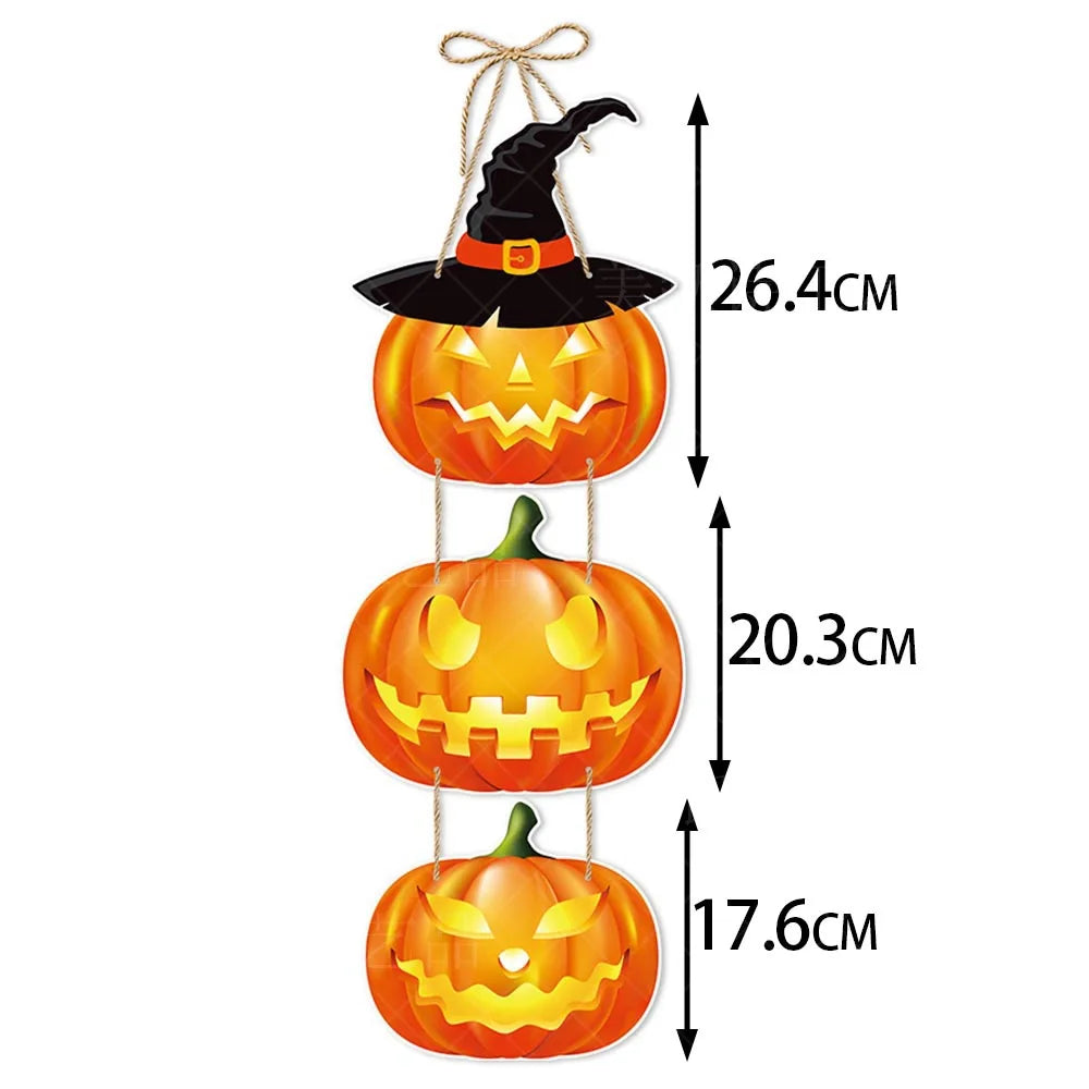 Halloween Paper Hanging Sign Spooky Pumpkin Witch Ghost Front Door Hanger Welcome Sign DIY Halloween Party Decoration 2023