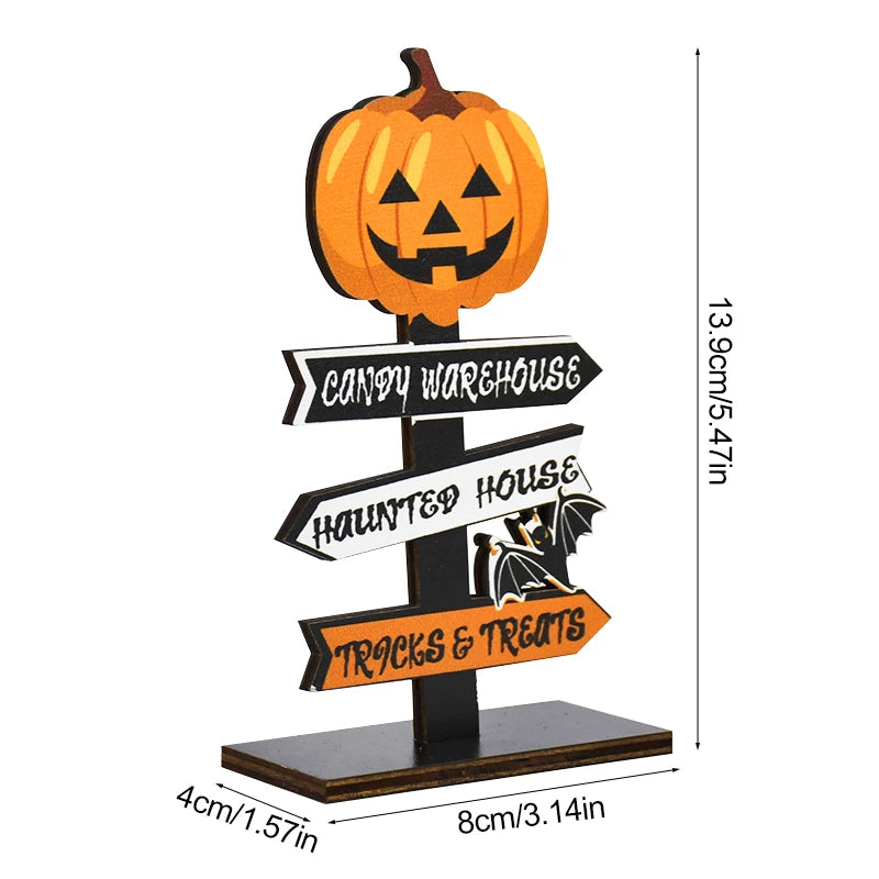 Halloween Wooden Ornament Ghost Pumpkin Skull Horror Desktop Decoration For Kids Halloween Party Supplies