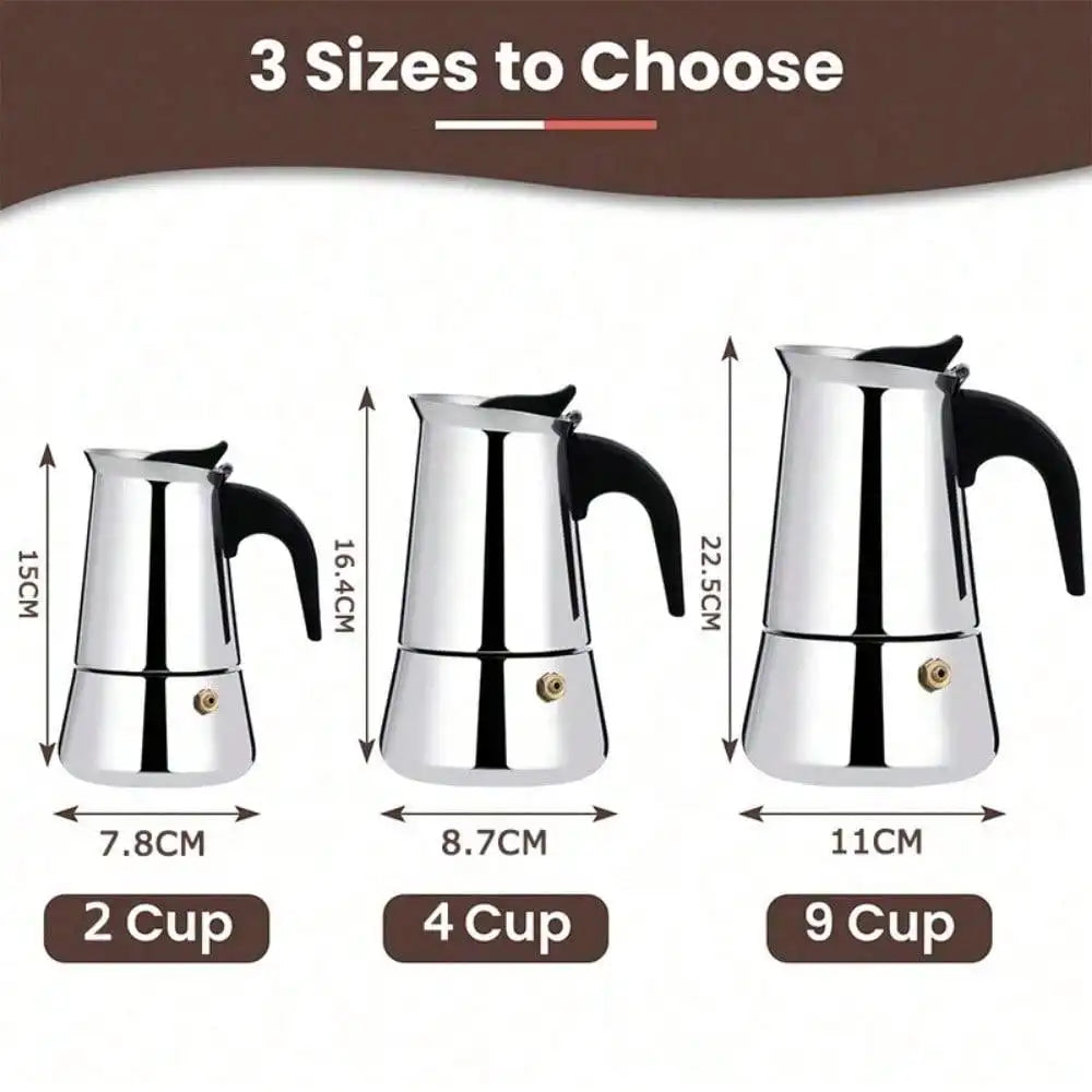 12Cup Coffee Maker Stainless Steel Espresso Maker 600ML Moka Pot Espresso Maker For Home Kitchen Camping Coffee Pot