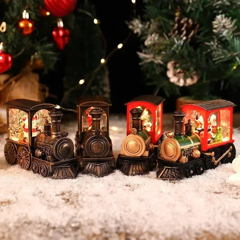 Christmas Gift Christmas Crystal Ball Ornaments LED Lights Train Santa Claus Merry Christmas Decoration for Home Party Xmas