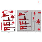 【H】Halloween Stickers Horror Blood Hand Print Door Stickers Window Bathroom Shadow Glass Female Ghost Wall Decal Halloween Decor