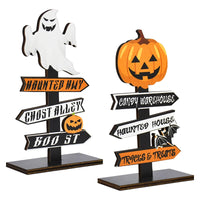 Halloween Wooden Ornament Ghost Pumpkin Skull Horror Desktop Decoration For Kids Halloween Party Supplies